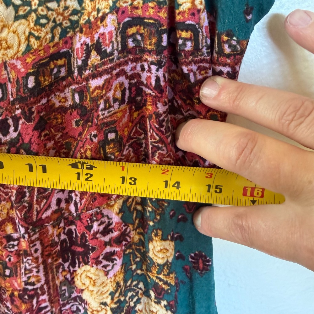 Free People Teal Maxi Slip Dress with Pink & Gold Floral Panel - Picture 10 of 11